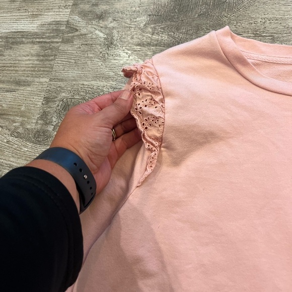 J crew blush lightweight sweater/crew neck with lace detail - Picture 2 of 6